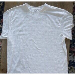 Fashion Nova Men XXL White Geometric Textured Greek Key Short Sleeve T-Shirt